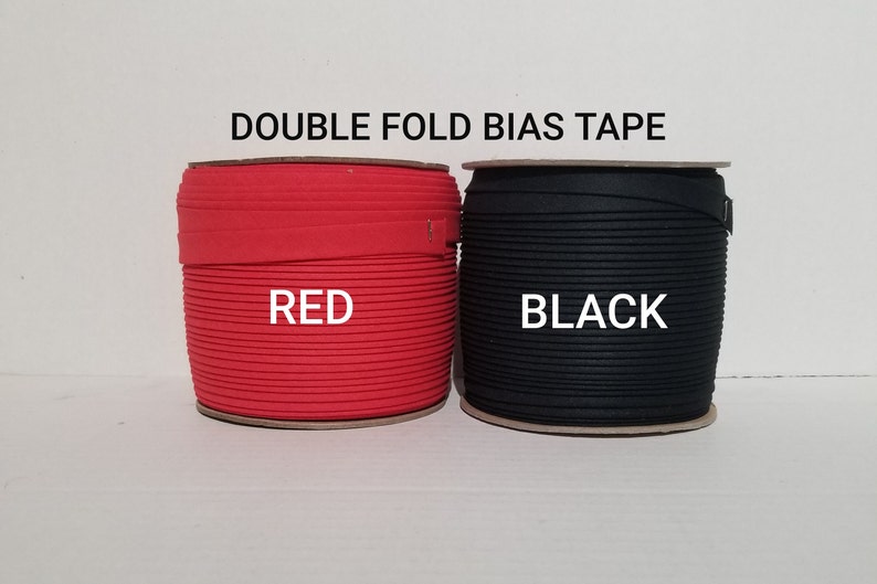 Double Fold Bias Tape, Red Double Fold Bias Tape, Black Double Fold Bias Tape, Bias Tape Double Fold, 1/2 Double Fold Bias Tape image 1