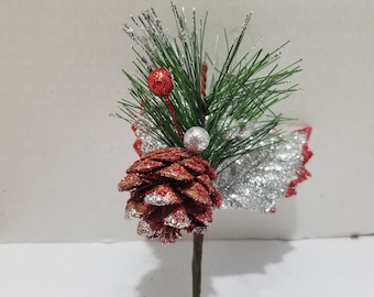 Christmas Decoration Pine Cone Pick Spray 5" TALL-12 pieces/package