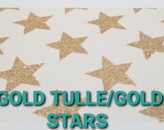 GLITTER STAR TULLE 5 3/4 inch wide by 10 yards