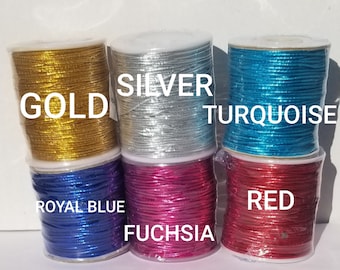 Elastic Round Metallic Cord 1.5 MM By 50 Yards  FREE SHIPPING!!
