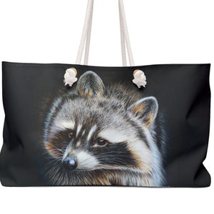 RACCOON WEEKENDER TOTE Bag Raccoon Tote Bag Raccoon Art Purse Animal Print Tote Raccoon Large Tote Animal Lover Tote Raccoon Lover Gift