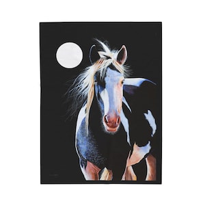HORSE ART BLANKET Pinto Horse Art Blanket for Bed Plush Blanket Horse Painting Print Paint Horse Art Horse Lover Gift for Horse Lover