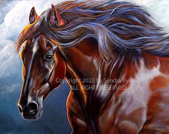 Wild Mustang Horse Art: Colored Pencil Giclee Print