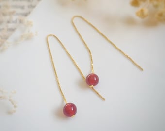 Orecchini a perno in argento sterling con pietra preziosa corniola - Delicati, placcati in oro - Gioielli versatili e minimalisti