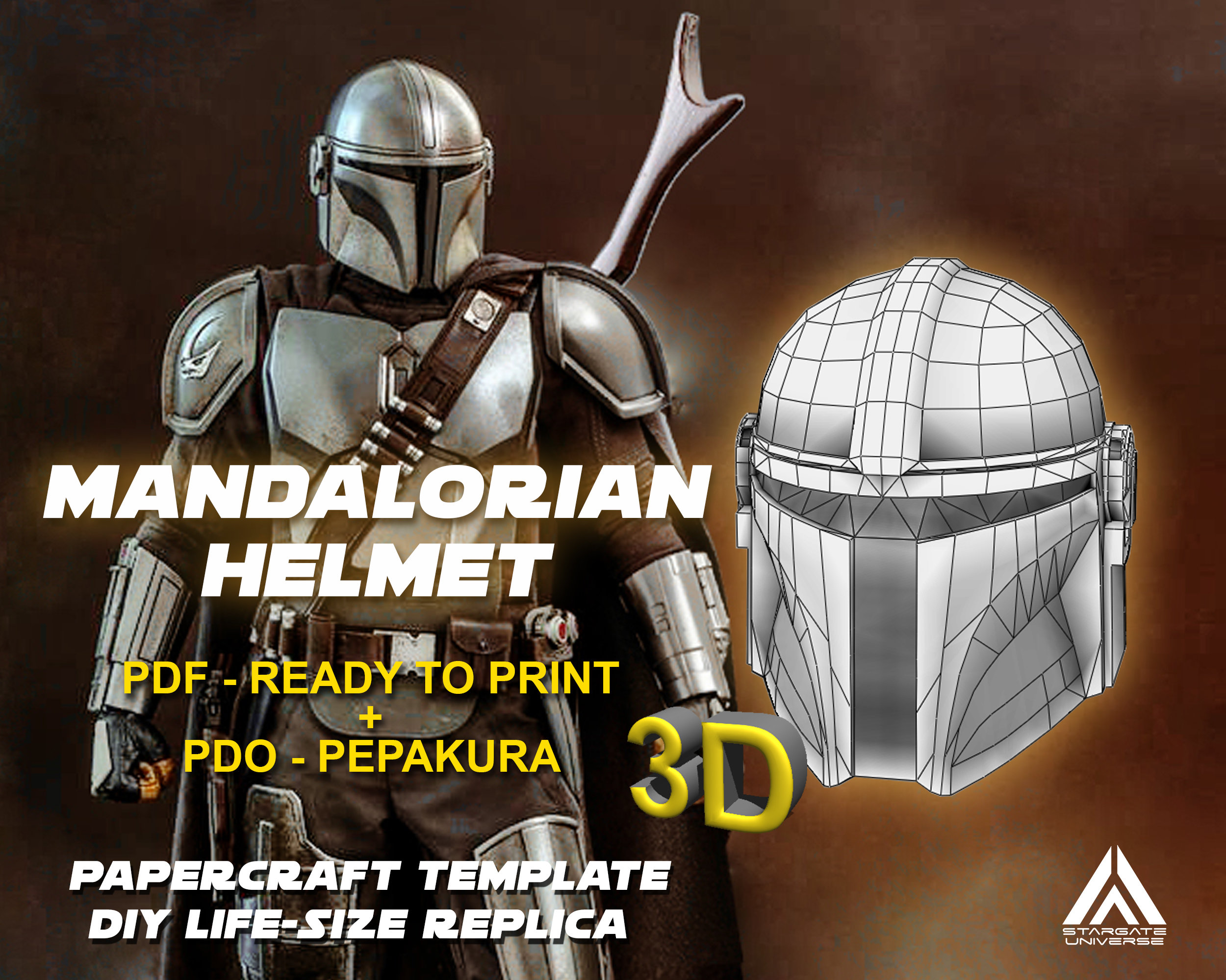 Mandalorian Helmet Template for Cosplay Pepakura .PDO .PDF Files Mandalorian Helmet Template for Cosplay Pepakura .PDO .PDF Files
