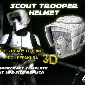 Scout Trooper Helmet 3D Model Template for Cosplay Pepakura .PDO .PDF ...