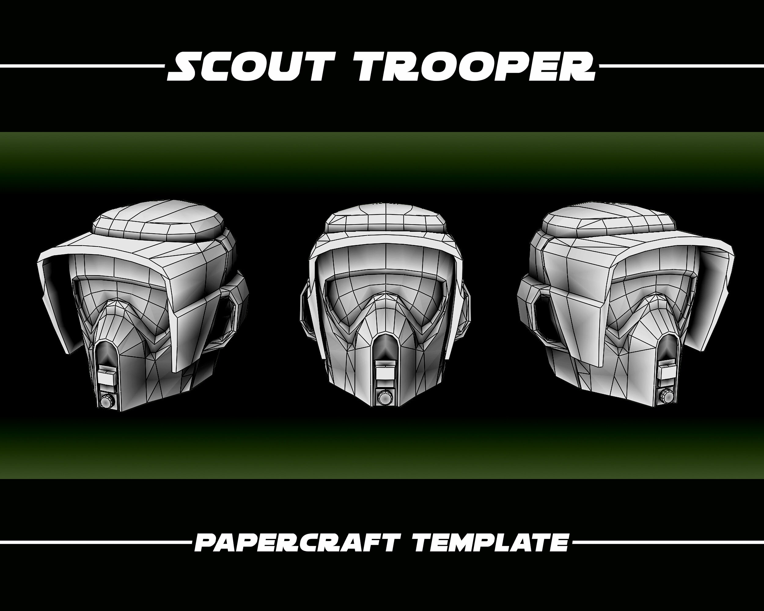 Scout Trooper Helmet 3D Model Template for Cosplay Pepakura .PDO