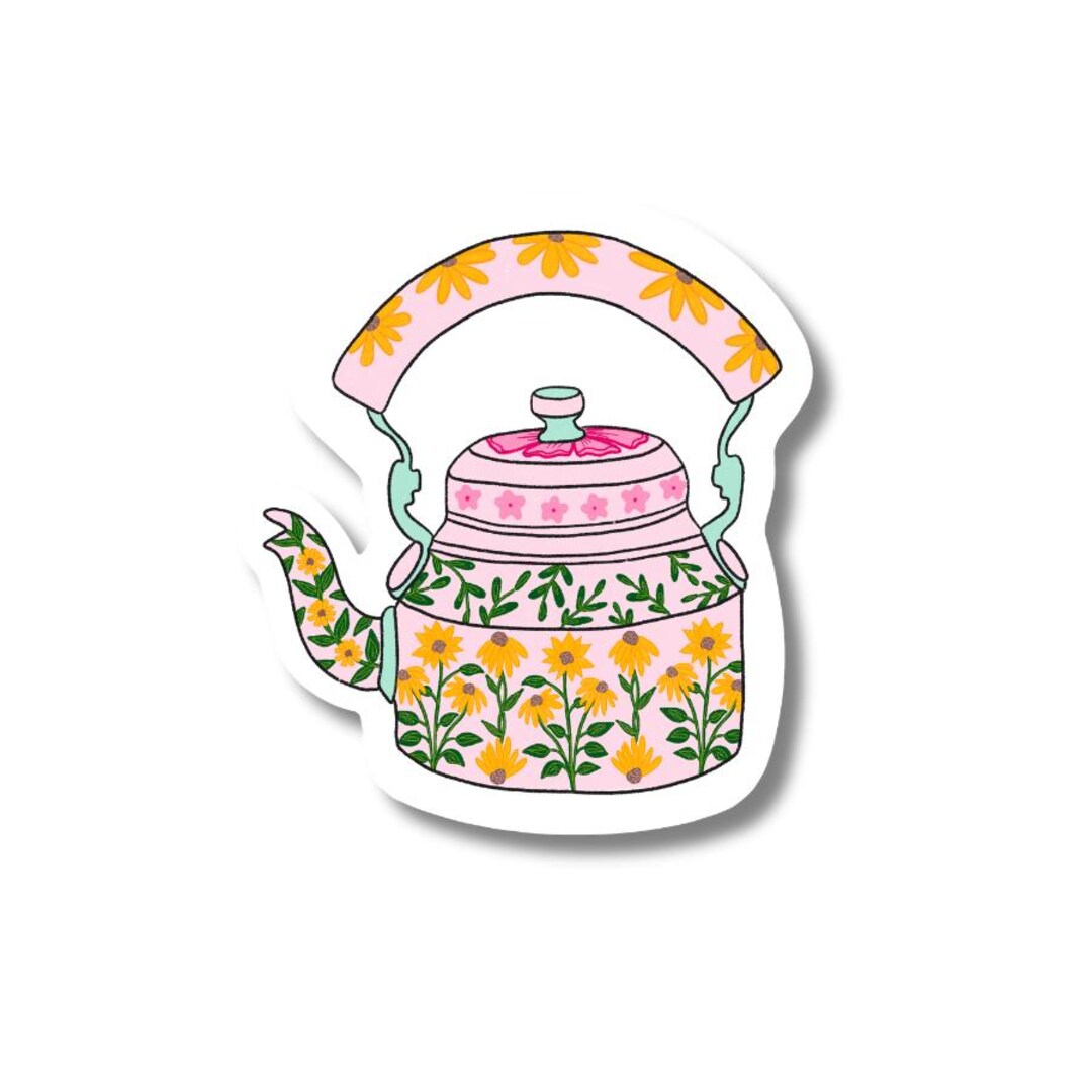 Teapot Sticker Floral Teapot, Sticker - Etsy