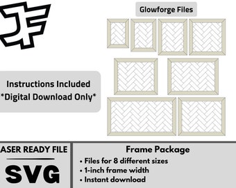 Rahmen mit Fischgrätmuster SVG-Dateien für Laserschneiden - Glowforge Laser Files