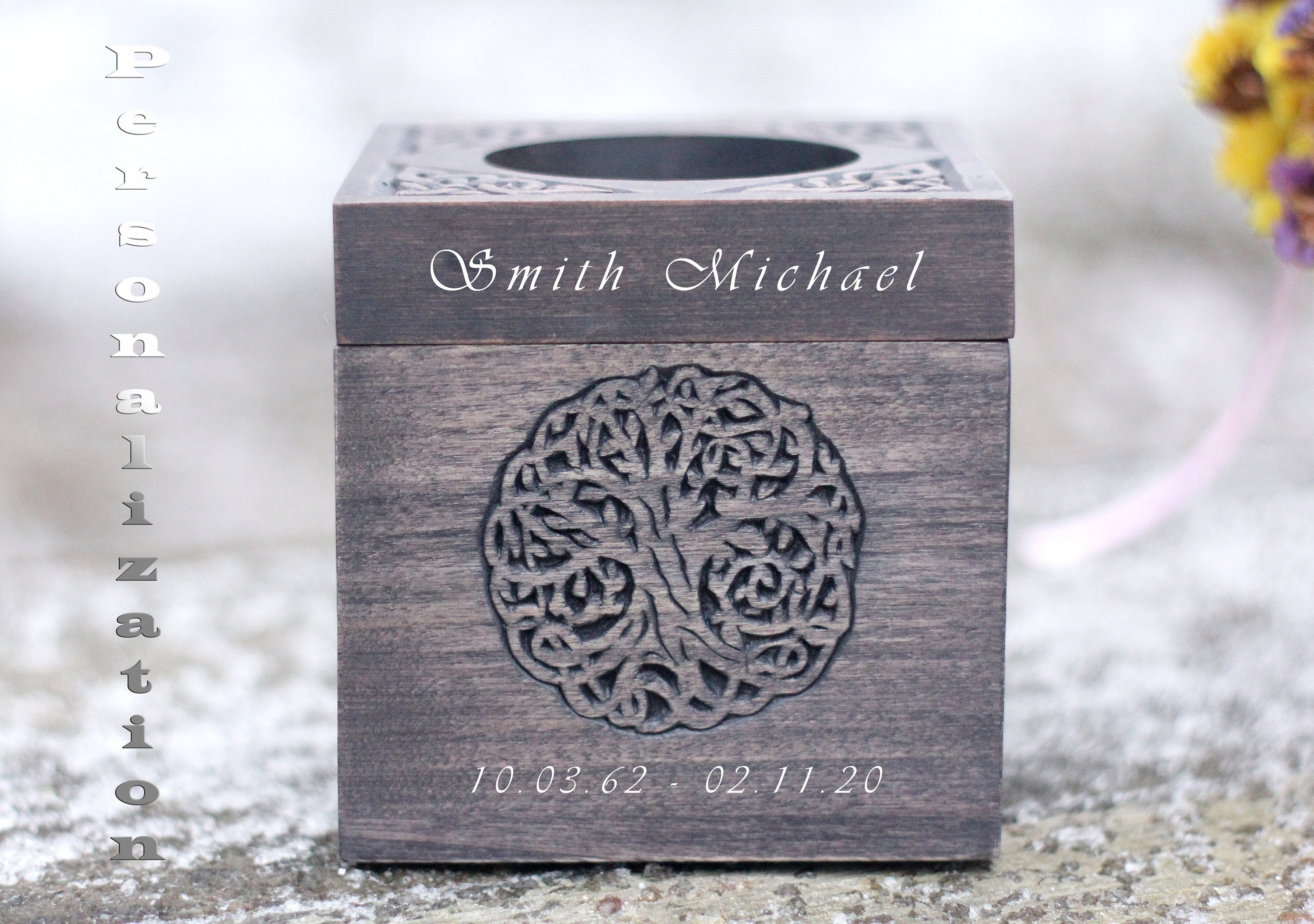 Haustierurne Aus Rosenholz – Personalisierbar, Groß 22,9x14x11,4 Cm, Für Hundeasche, Mit Samtbeutel