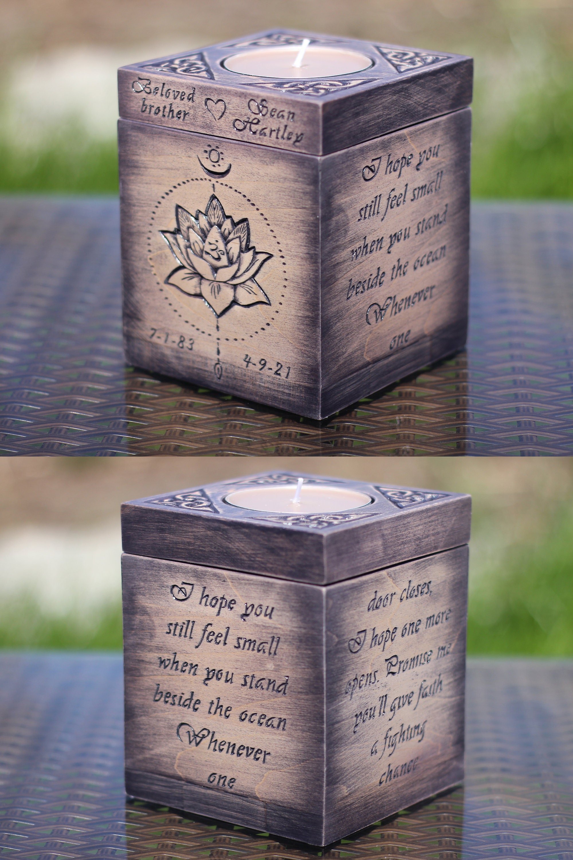 Lotus flower urn for human ashes Personalized memorial box Etsy