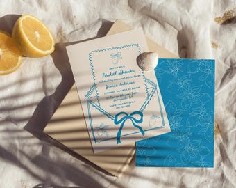 Editable Lemon Bridal Shower Invitation - Hand Drawn Mediterranean Citrus Invite - She Found Her Main Squeeze - Italy-Inspired Printable#SA1