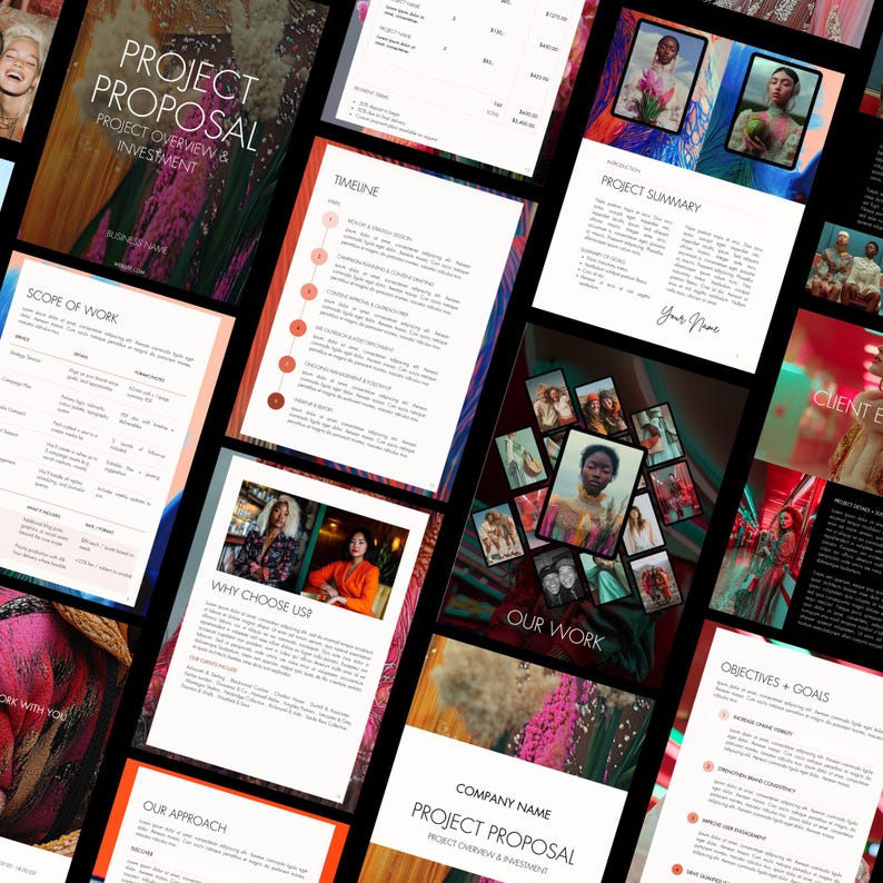 Proposal Video Color Luxury Project Proposal Canva Template: Elegant Brand Design Guide - Etsy
