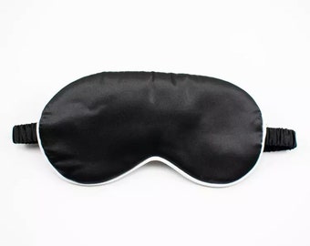 Schwarz-weiße Augenbinde weiche Seide Schlafmaske doppelseitig gepolsterte Blackout Maske Geschenk für Männer Frauen Valentinstag Geschenk für Mann Frau