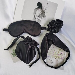 4pc black green premium satin blindfold eye mask gift bag scrunchie headband Team Bride Women Wife Mum Mother Dad Men Christmas gift set UK