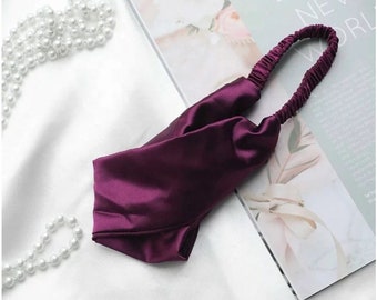 Purple Silk Satin Headband Birthday Gift for Bridesmaid Mother Wife Sister Girlfriend Wedding Teachers Present for Her Mum Valentine's Day