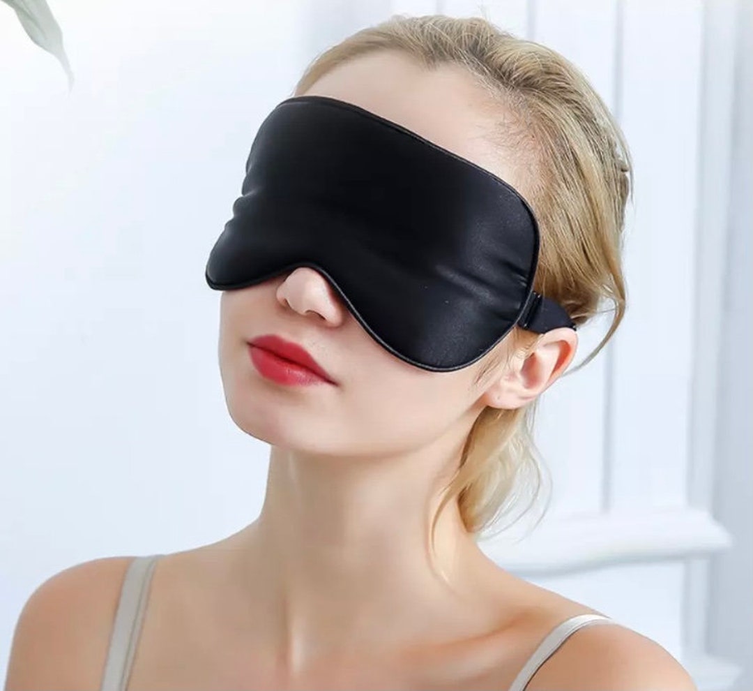 Black Luxury Silk Sleep Eye Mask Soft Padded Sleep Blindfold, Dad