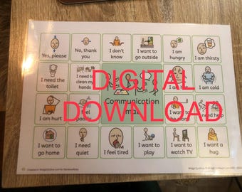 Digital Download version - Communication Mat - ASD Autism Special Needs Speech and Language Non-verbal