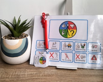 Behaviour keyring and behaviour poster communication mat Autism ADHD SEN