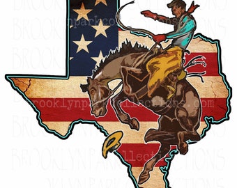 Texas State, American Flag, Rodeo Cowboy, Applique Fabric, Sew On, Quilt, Shirt, Pillow, design