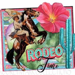 Rodeo Time, Cowgirl, Cactus,  Applique Fabric, Sew On, Design, Quilt, Shirt, Pillow, Patch