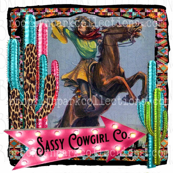 Sassy Cowgirl Co., Bucking Horse, Aztec, Cactus, SUBLIMATION TRANSFER, Ready To Press,