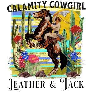 Calamity Cowgirl, Cactus, Flowers, Horse, Art Graphics, SUBLIMATION TRANSFER, Ready To Press,