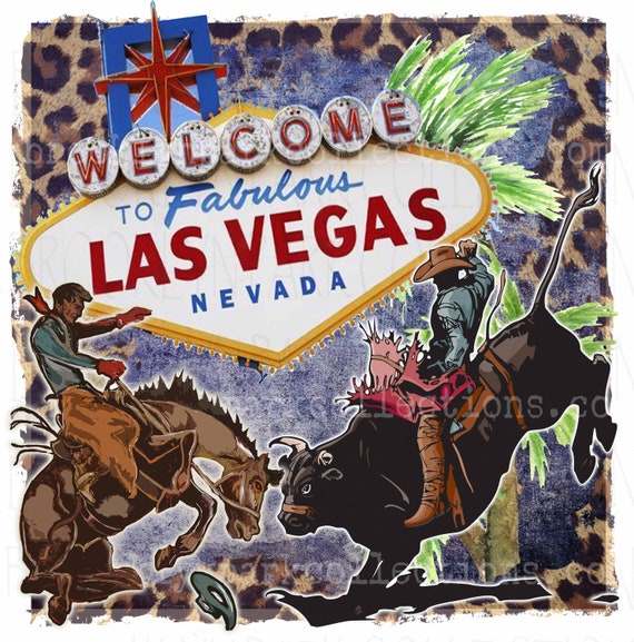 Las Vegas Sign Art, Cowboy Rodeo, Bucking Horse, SUBLIMATION