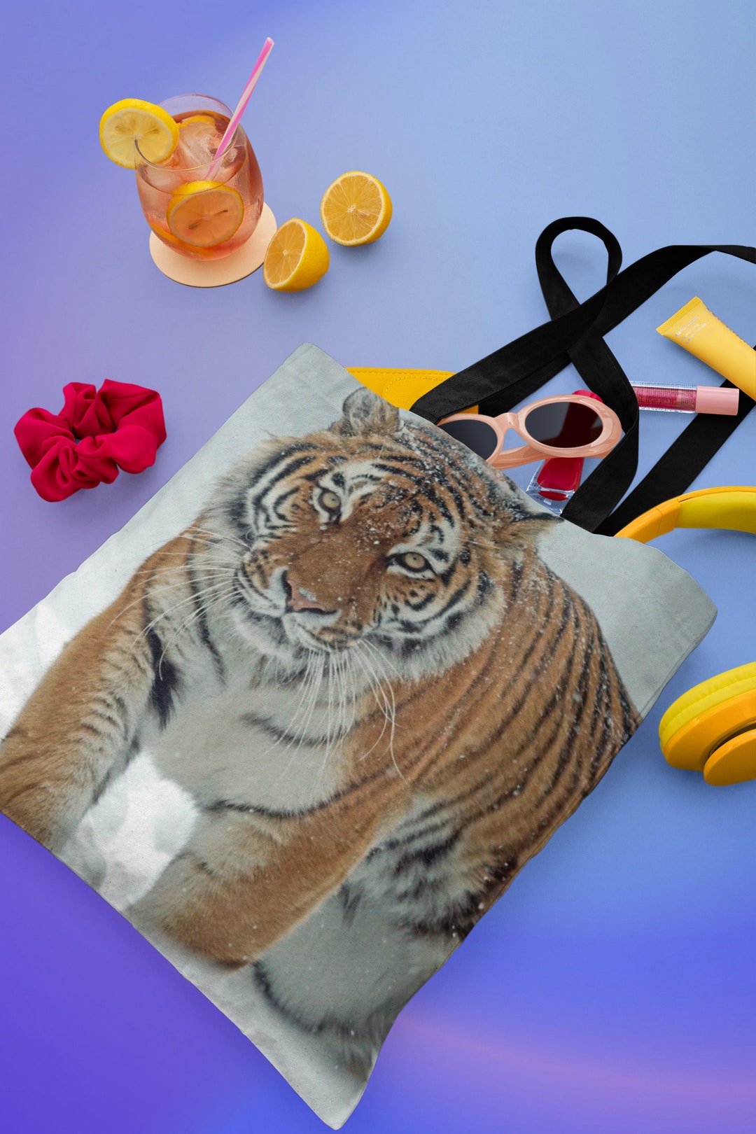 Tote Bag Canvas Tiger in Winter Tiger Totes Unique Tote Etsy