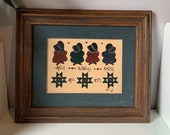 Amish Quilting Primitive Acrylic Painting Vintage 1991 Kobin W. Ohio Star Block
