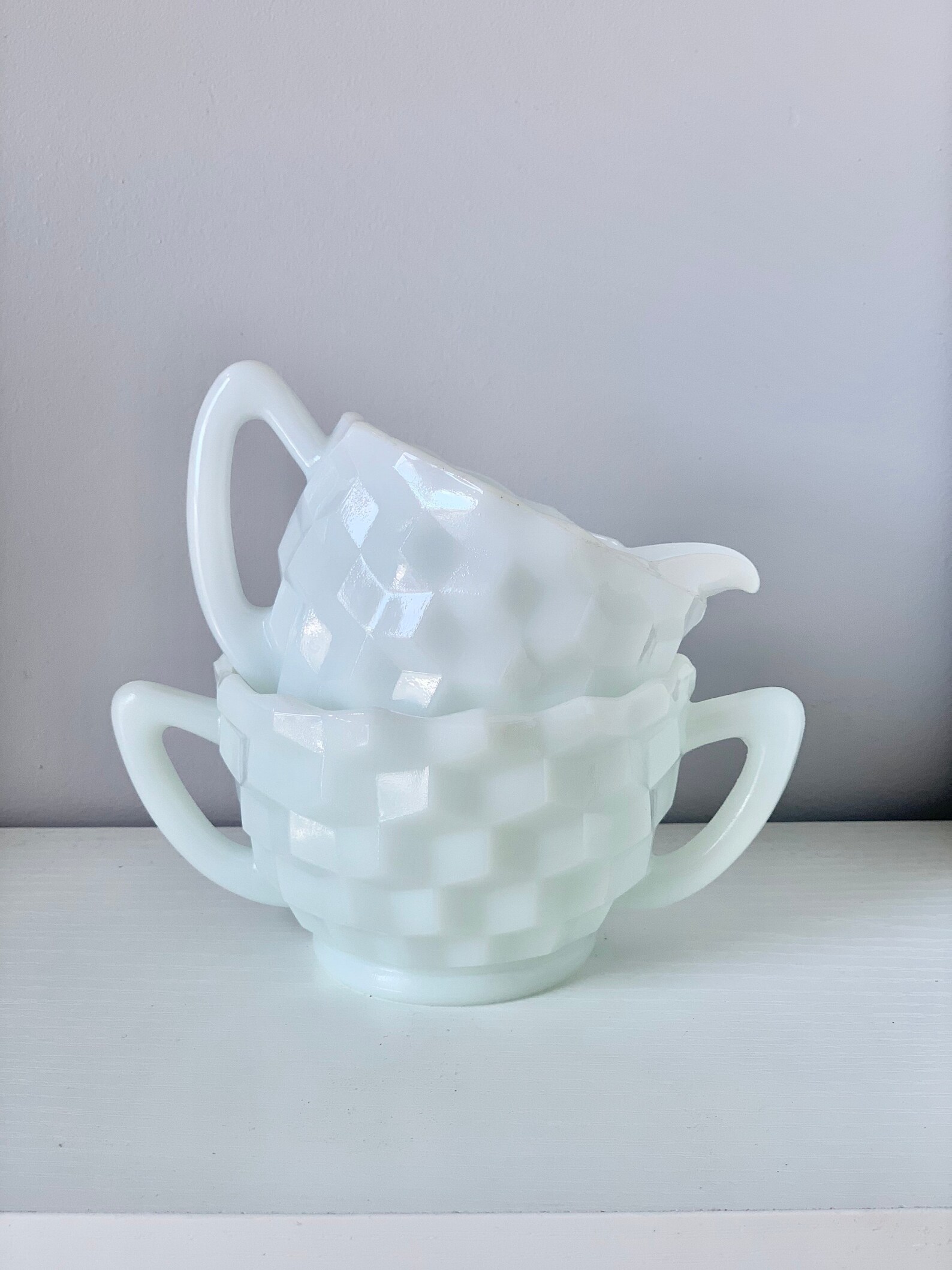 Milk Glass Cream and Sugar Set of Two Vintage Kitchen Tea Set | Etsy