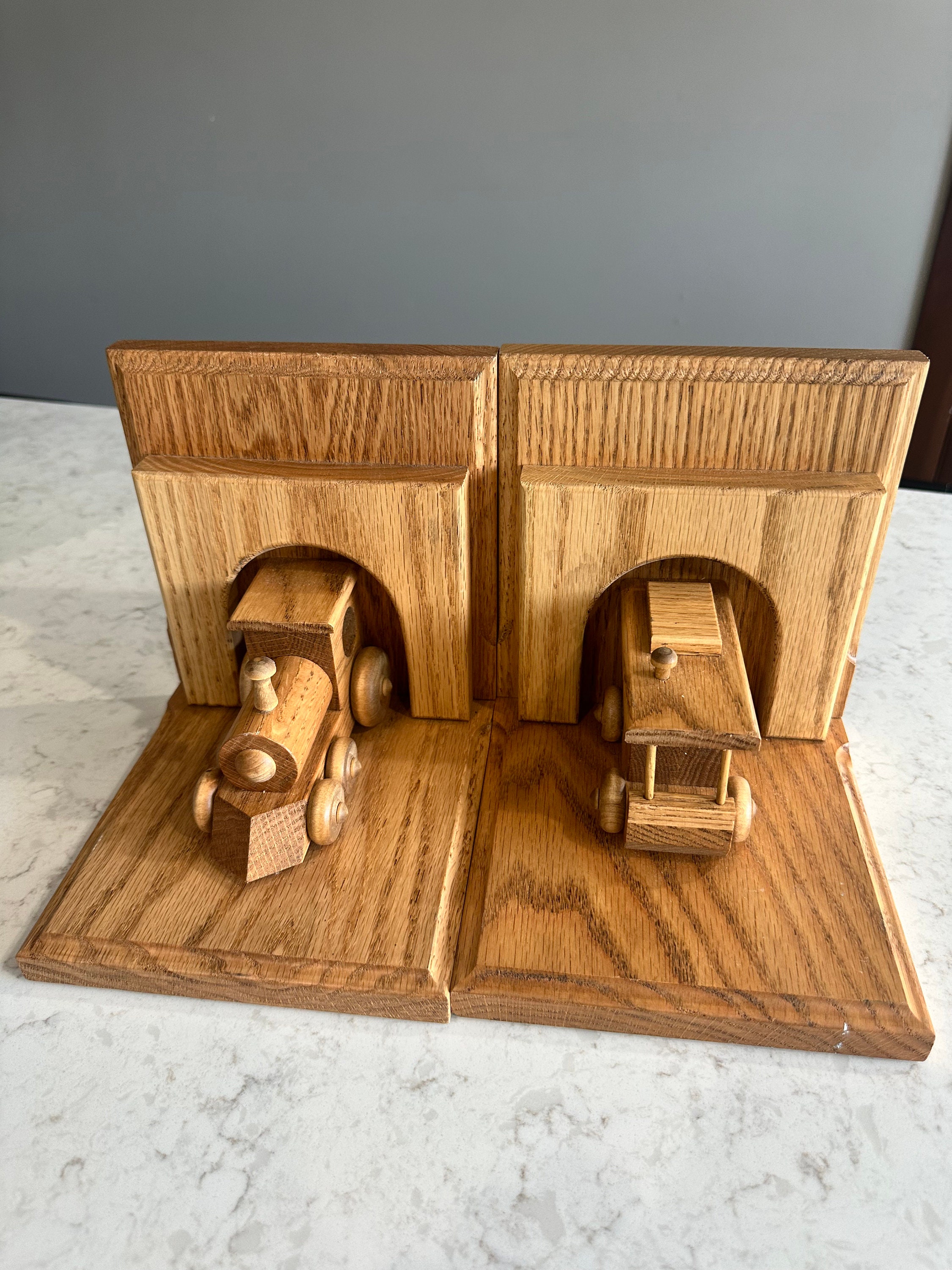Wooden Train Bookends Bookshelf Decor Nursery Decor Wood Etsy