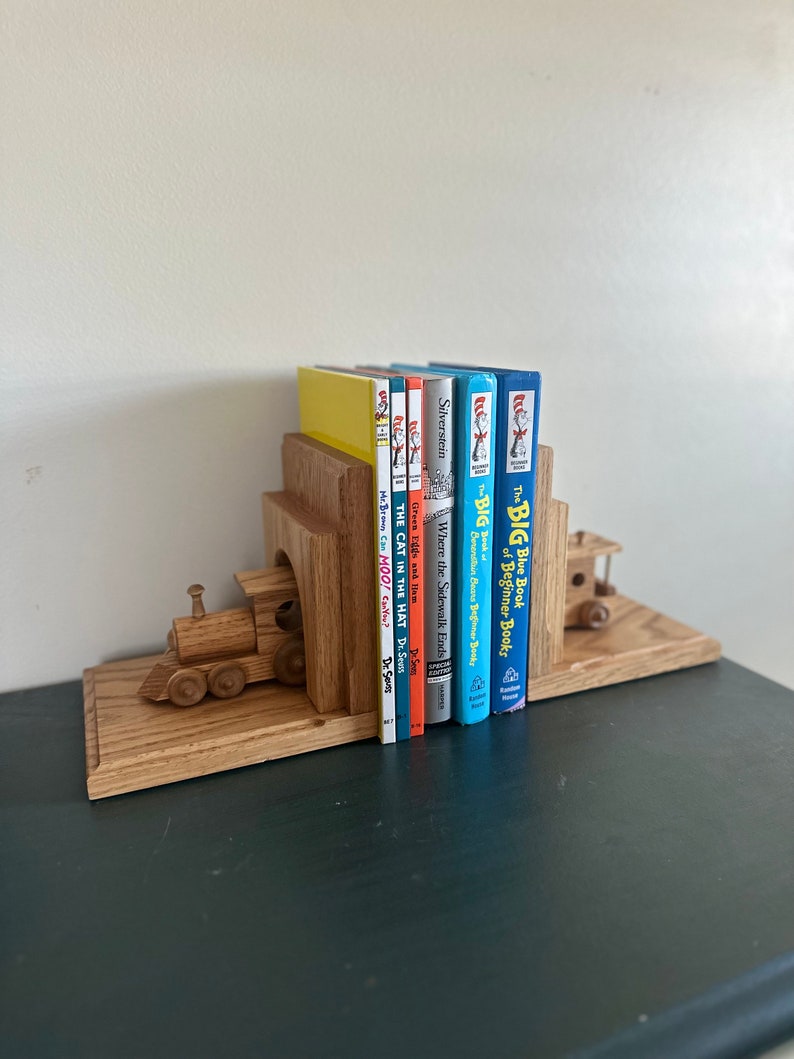 Wooden Train Bookends Bookshelf Decor Nursery Decor Wood Etsy