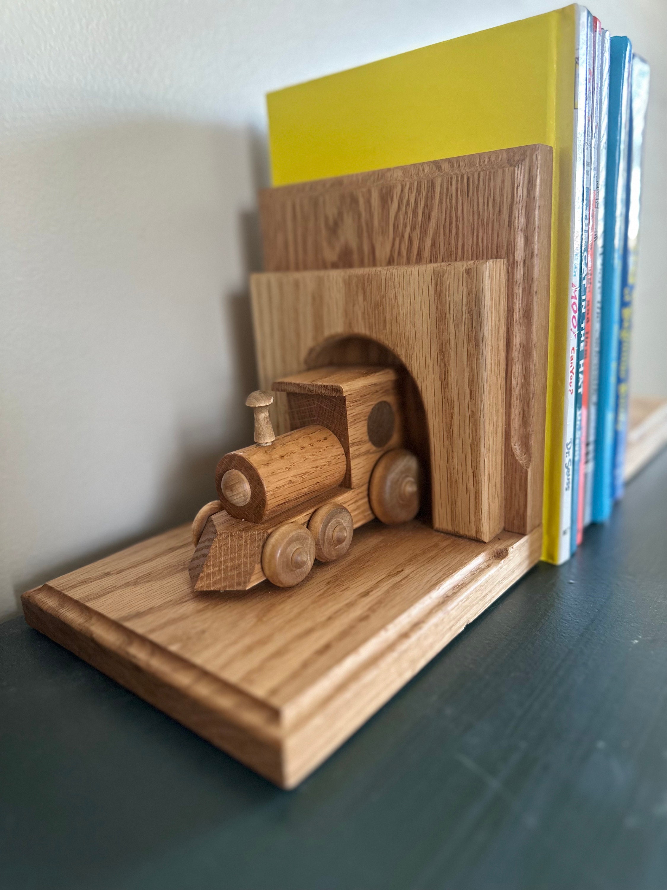 Wooden Train Bookends Bookshelf Decor Nursery Decor Wood Etsy