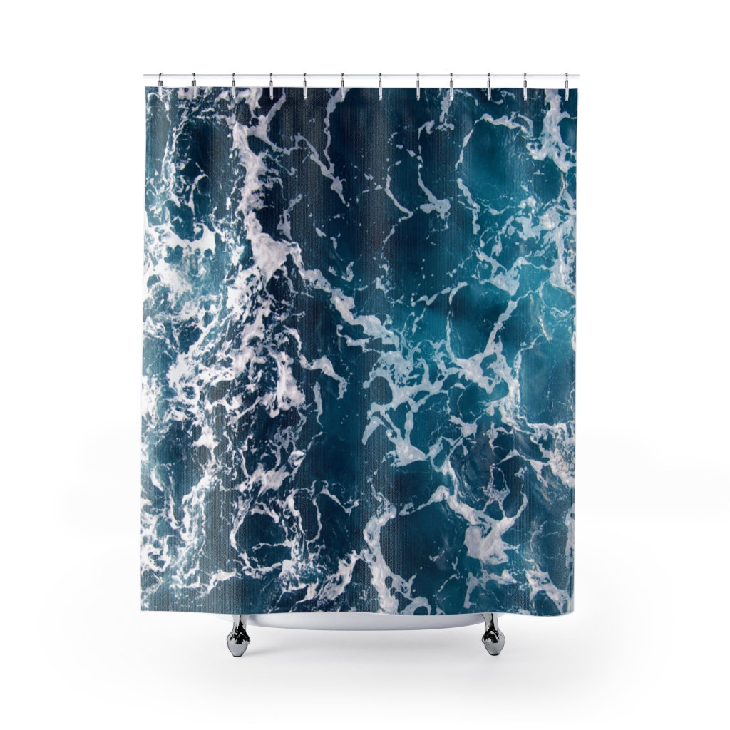 Settling Deep Blue Water Shower Curtain Etsy