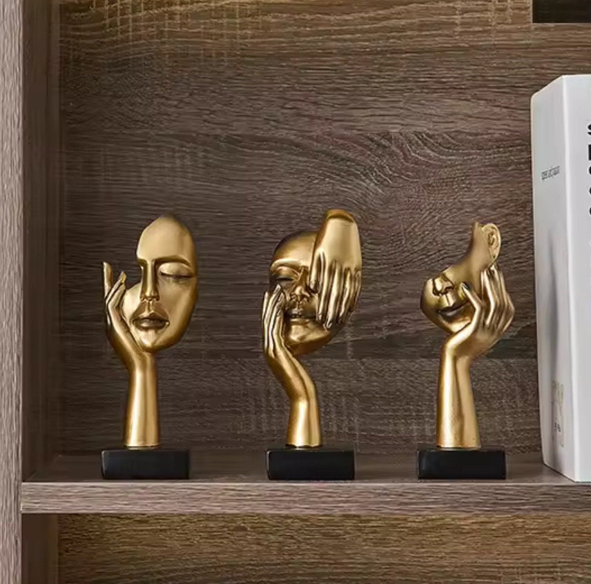 Nordic Statue Abstract Resin Desktop Figurines Face Character Art Crafts Office Home Decoration
