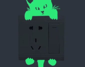 Cute Cat / Cow Light Switch Stickers, Wall Cartoon Luminous Switch Sticker, Glow In The Dark, Wall, Home, Bedroom, Parlor Decoration