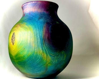 Le Cirque III in Eastern Red Cedar | Wooden Vase | Colorful Handcrafted Vase | Gift Idea | Rainbow Home Decor