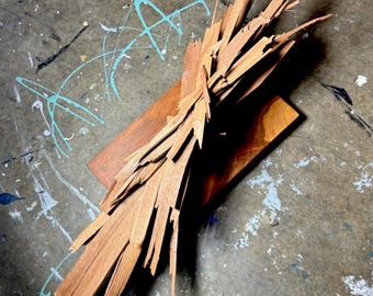 Splinters” ~ Hand Torn & Twisted African Sapele Wood ~ Cherry Base