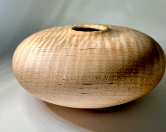 Striped Maple Hollow Form with Carved Feet | Footed Vessel | Handcrafted Wooden Vessel | Shelf Decor | Gift Idea | Unique Item