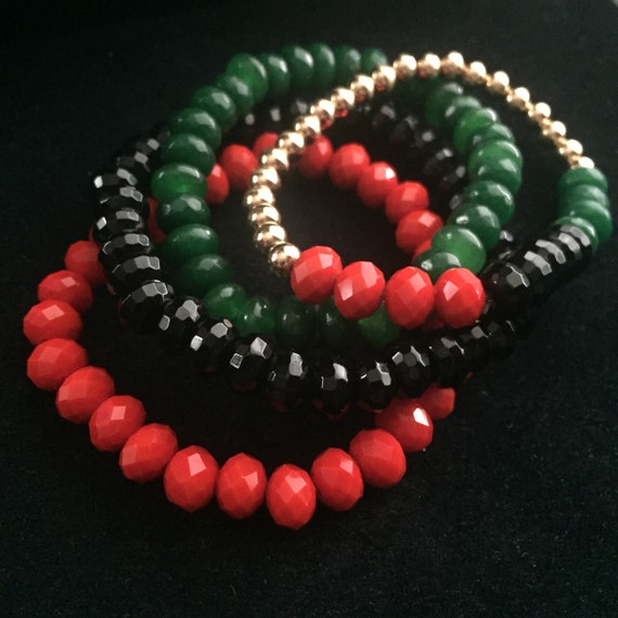 Red Black and Green Bracelets Etsy