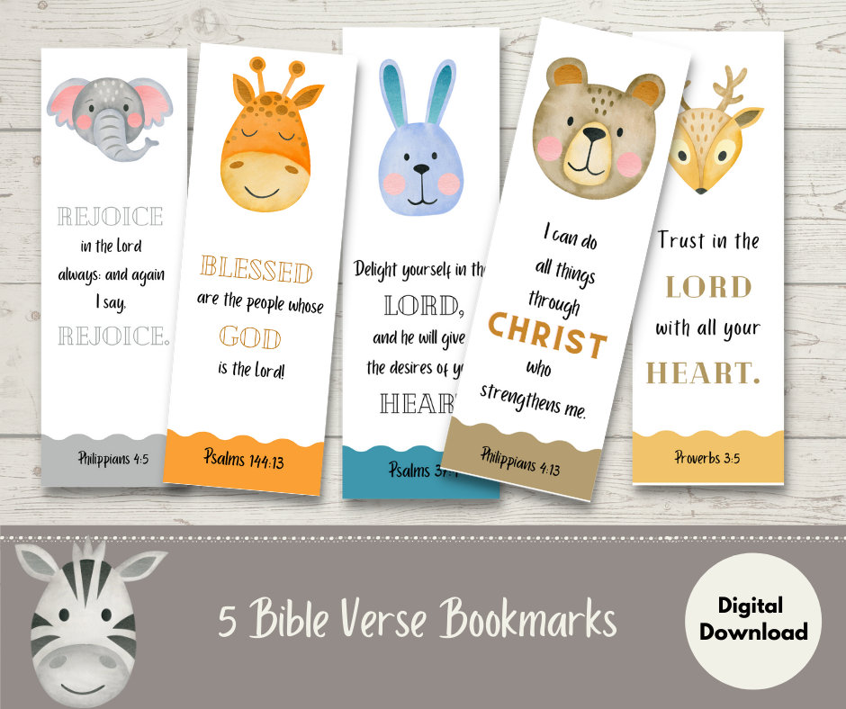 Kids Bible Verse Bookmark, Scripture Bookmark, Kids Bible Verses