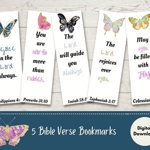 Bible Verse Bookmark, Bible Bookmark, Butterfly Bookmark, Digital Bookmark, bookmark for women, gift for reader, gift for book lover