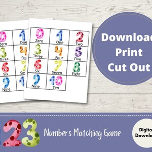 Number Matching Game, Memory Game, Toddler Game, Toddler Learning Printable