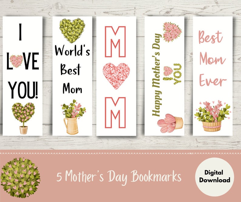 Mothers Day Bookmark, Bookmark for Mom, Digital Bookmark, Mothers Day