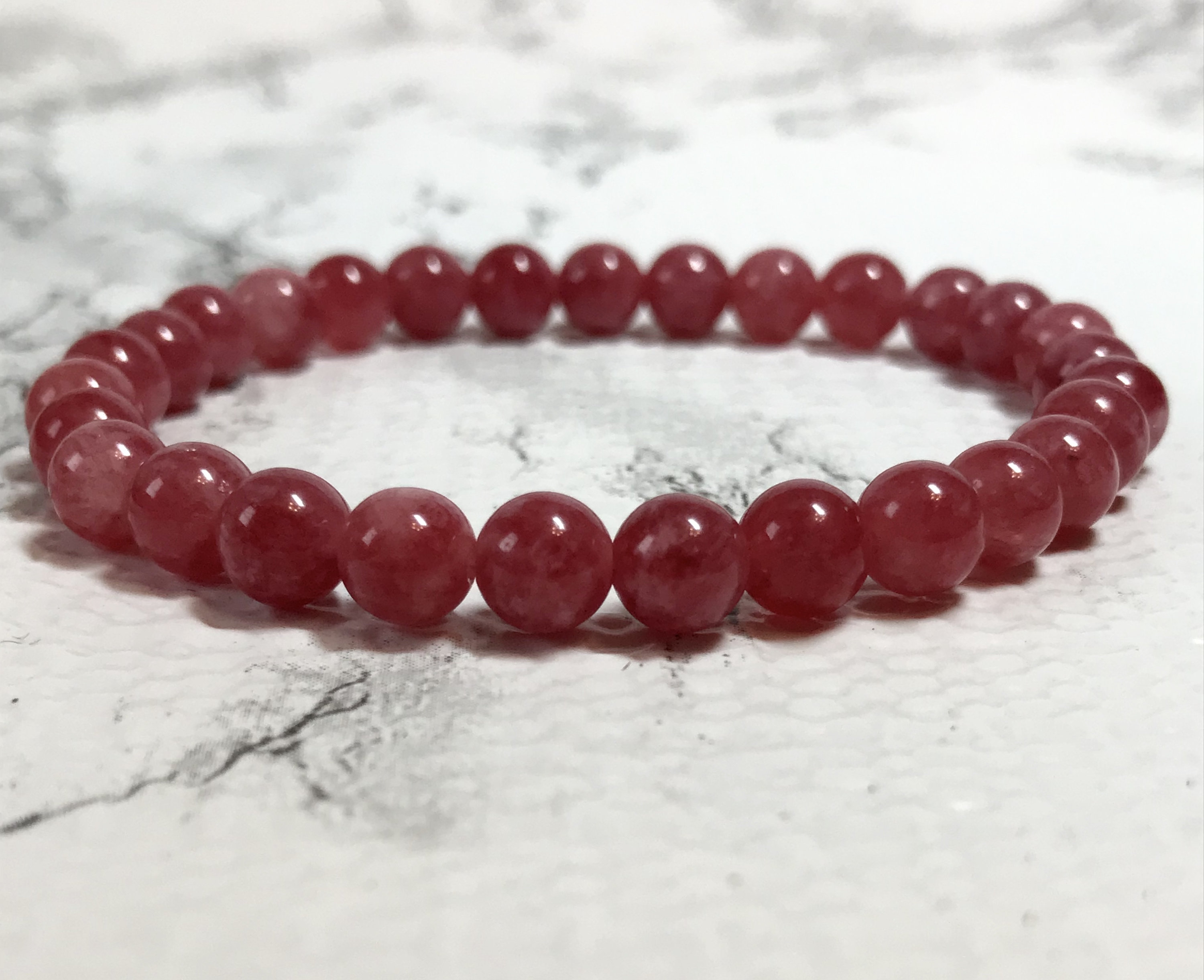 Red Jade Bracelet Gemstone Bracelet for Women Strawberry Etsy