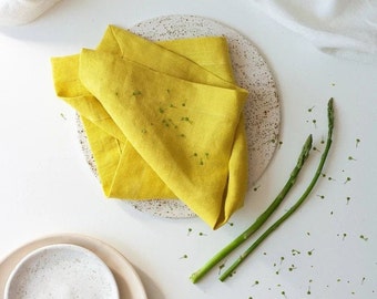 Yellow Linen Tea Towels, Soft Cotton Furoshiki, Kitchen & Wedding Use