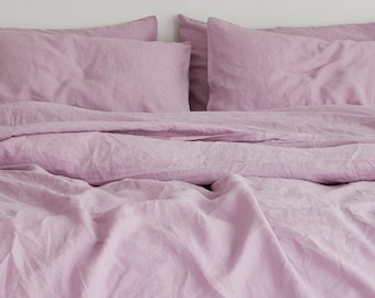 Lilac Pure Cotton Duvet Cover, Lavender Boho Soft Cotton Bedding Set, Purple Comforter Cover with Pillow Covers