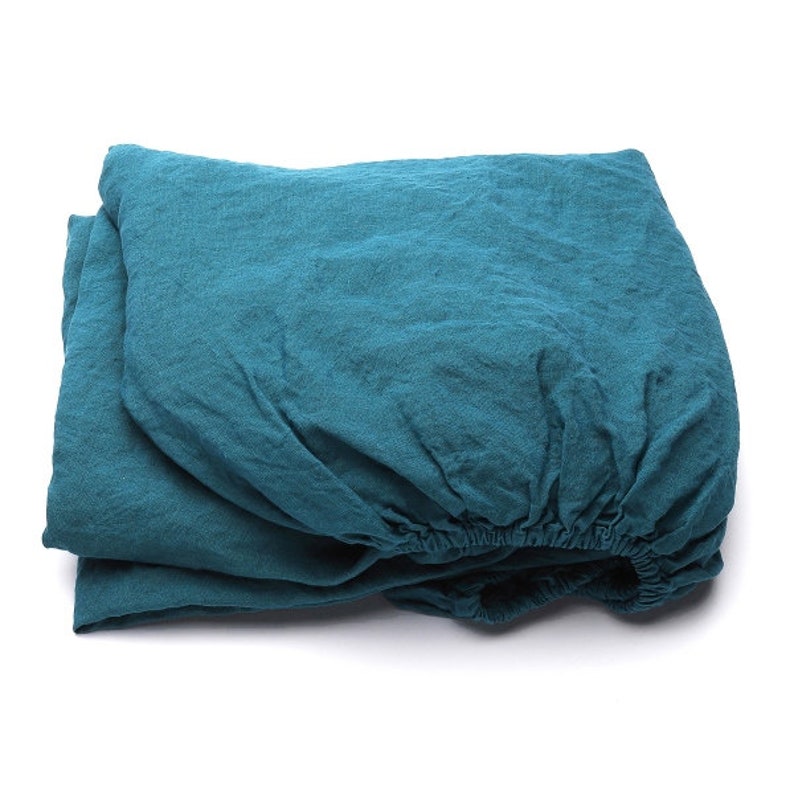 Blue soft cotton fitted sheet