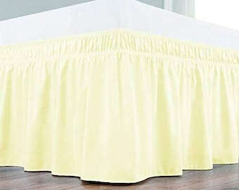 Custom order for Pastel Yellow Cotton Dust Ruffle Bed Skirt, Ruffle Wrap Around Bed Skirt